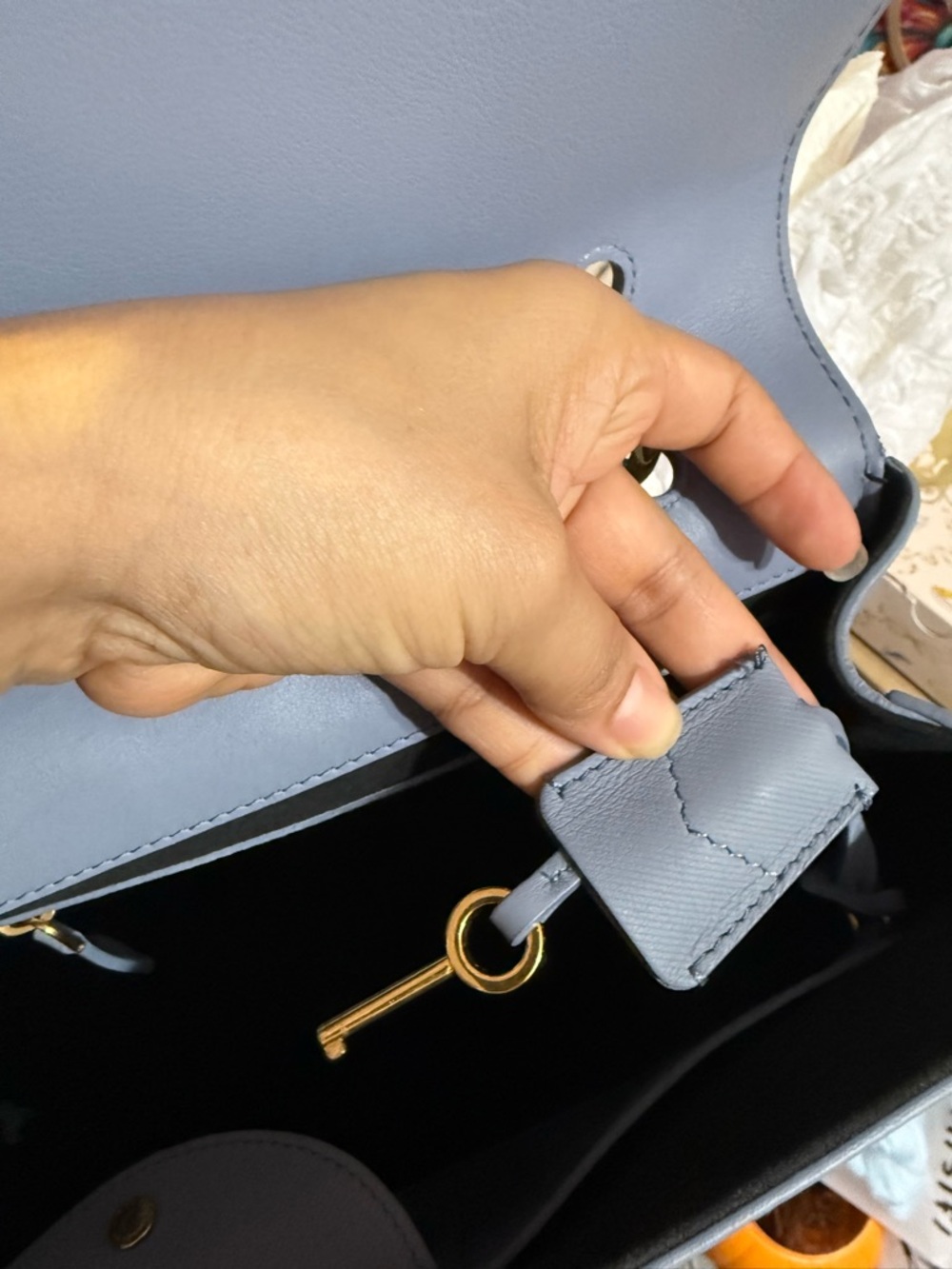 Burberry Medium DK88 Top Handle Bag In Blue - Picture 12 of 16